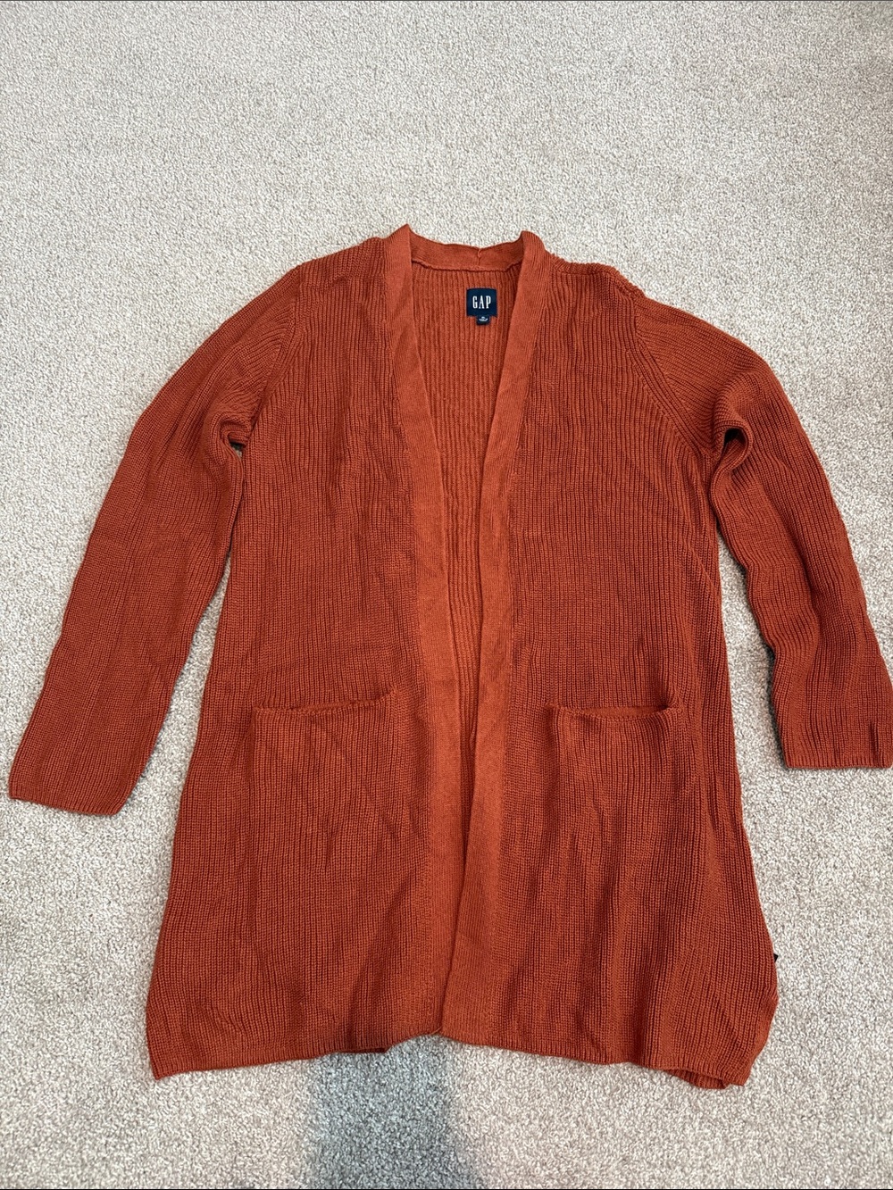 GAP Women's Open-Front Burnt Orange Cardigan